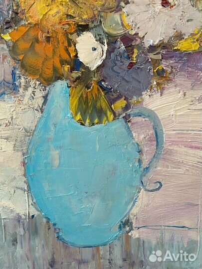 Большая картина маслом на холсте цветы