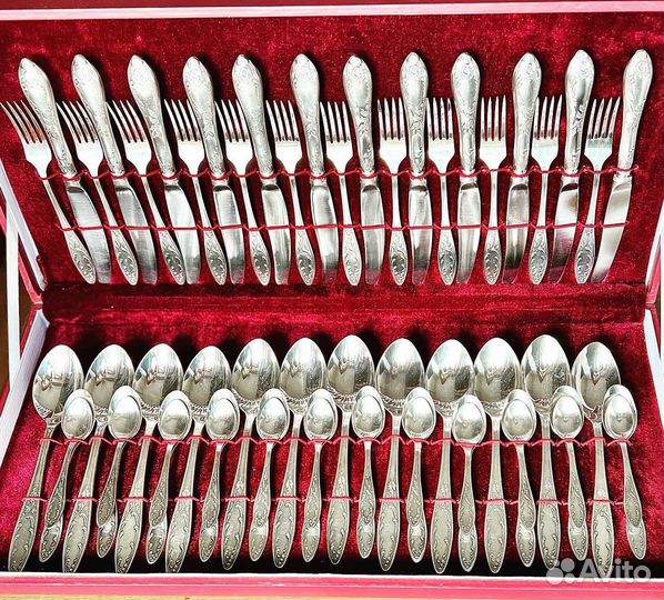 Мельхиор Кольчугино новый столов набор 60 приборов