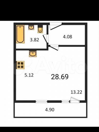 Квартира-студия, 29,3 м², 4/9 эт.