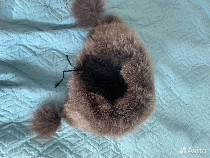 Шапка ушанка кожаная женская с мехом