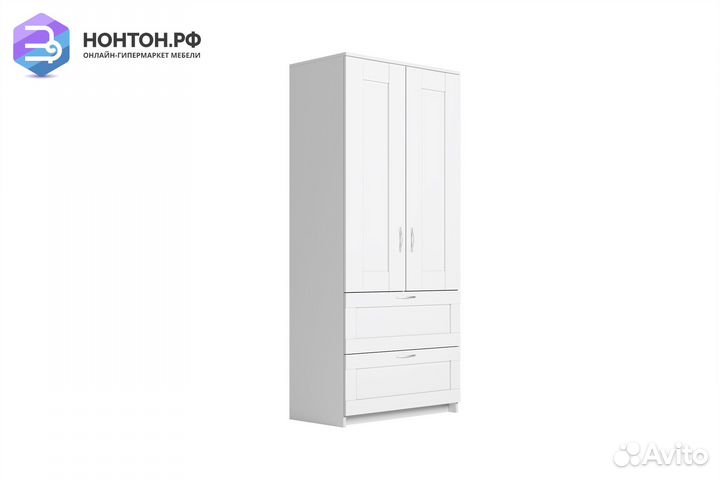 Шкаф двухстворчатый Сириус белый с двумя ящиками