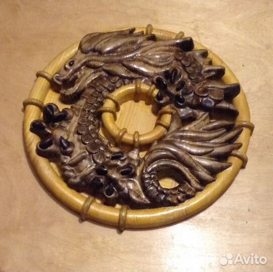 Драконы Инь Янь и др Резные Картины Панно Дерево