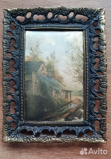 Картина шелкография СССР винтаж 1980