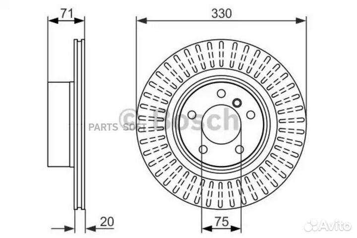 Bosch 0986479727 Диск торм. зад.330x20 5 отв