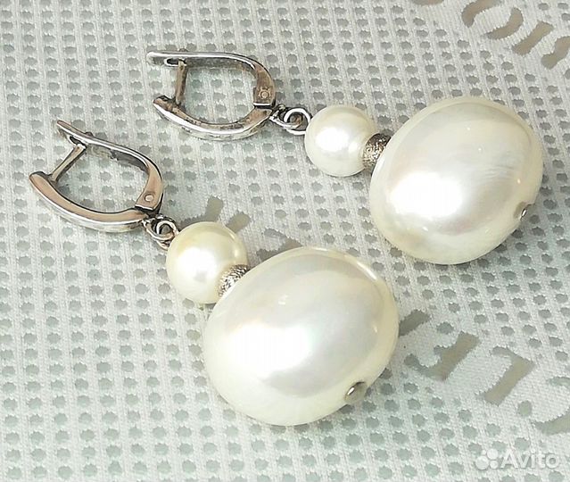 Серьги с жемчугом серебро С580