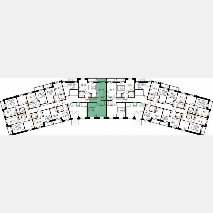 2-к. квартира, 66,3 м², 1/8 эт.