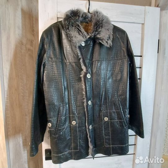 Куртка кожаная мужская зимняя 48 50