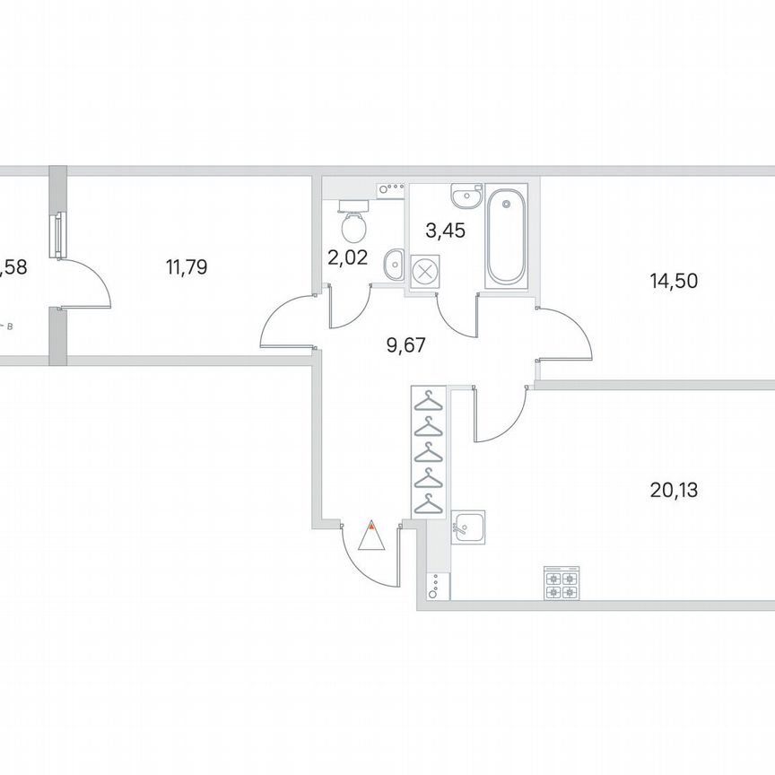 2-к. квартира, 63,9 м², 2/4 эт.