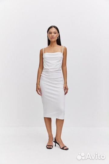 Белое платье на лямках (L)