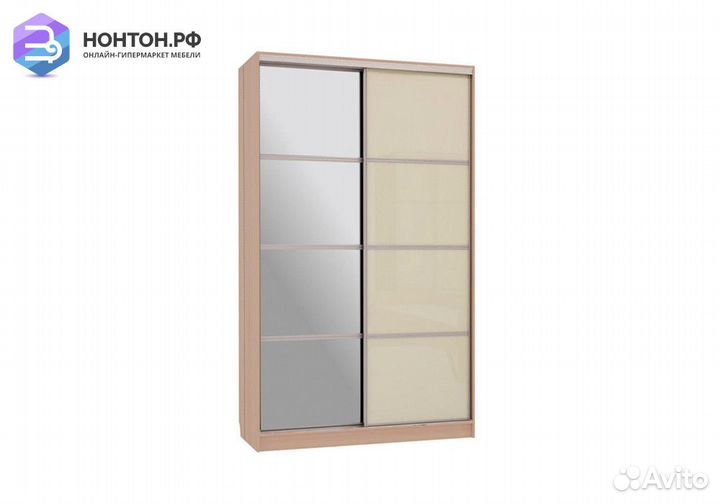 Шкаф-купе Рио 2-600 с зеркалом дуб млечный / крем