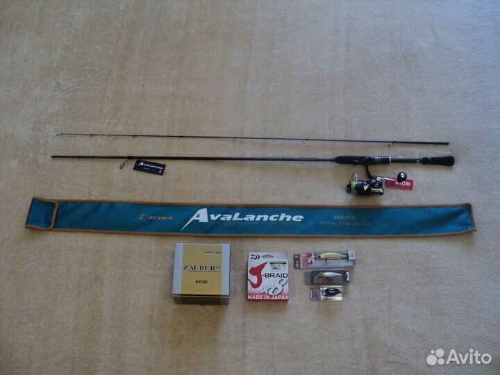 Спиннинг Zetrix, катушка Zauber, плетенка, воблеры