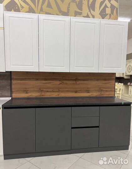 Кухонный гарнитур Монза 2,2 метра Белый/графит