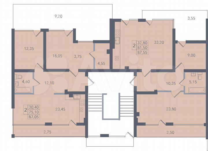 3-к. апартаменты, 87,6 м², 4/4 эт.
