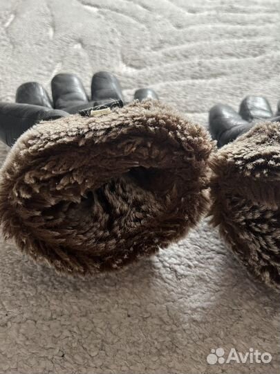 Мужские кожаные перчатки с натуральным мехом