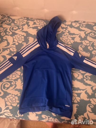 Кофта с капюшоном adidas синяя оригинал