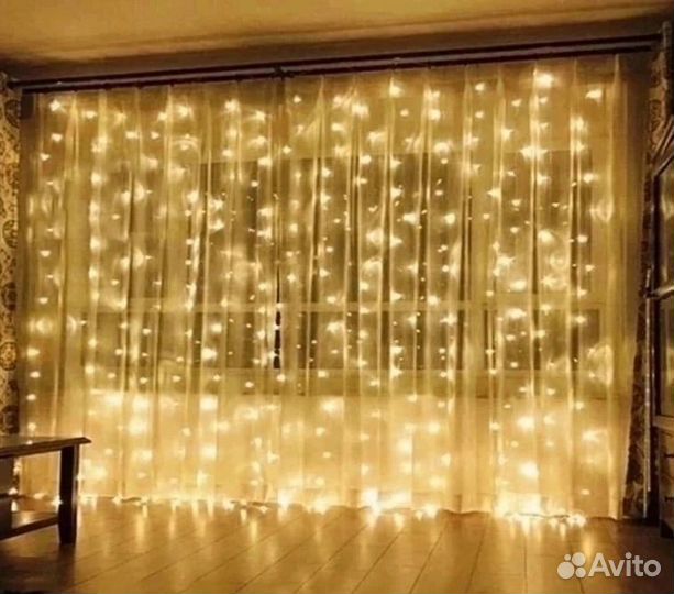 Гирлянда штора 3х3, 3*2, 5,2*2, 5*2,5, 1.5*1.5