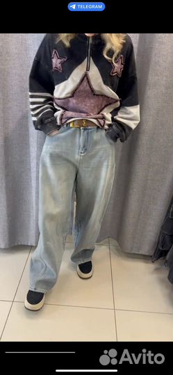 Джинсы Багги утепленные, Корея, овер