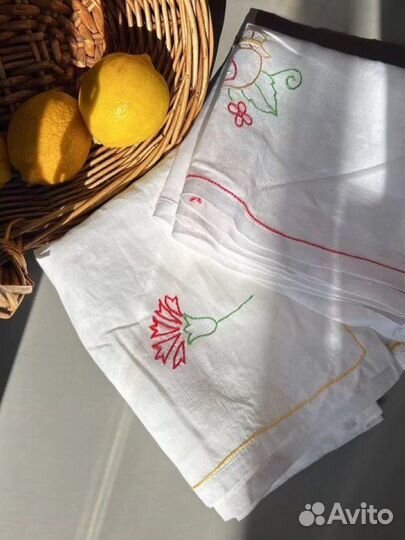 Льняные салфетки вышивка винтаж лен