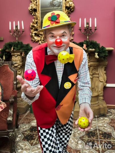 Дед Мороз, клоун цирка, ведущий, детский аниматор