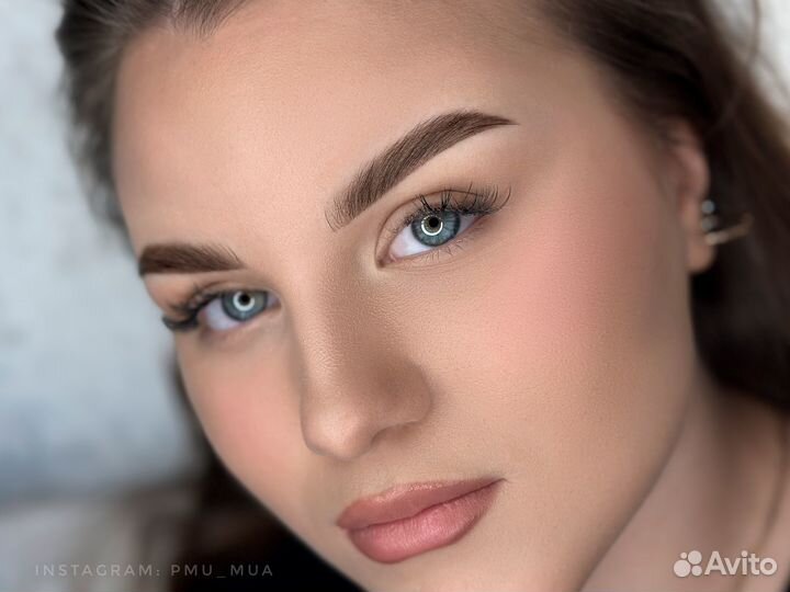 Перманентный макияж бровей пудровое напыление