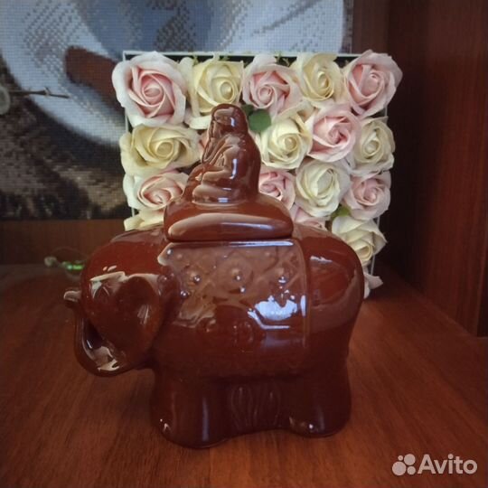 Чайница винтажная слон,керамика.Посуда СССР