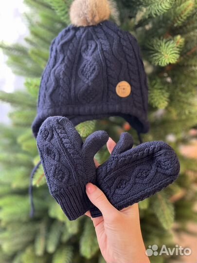 Шапка hm 86 92 и варежки
