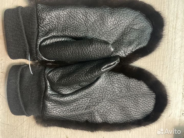 Варежки канадская норка с кожей р-р 7
