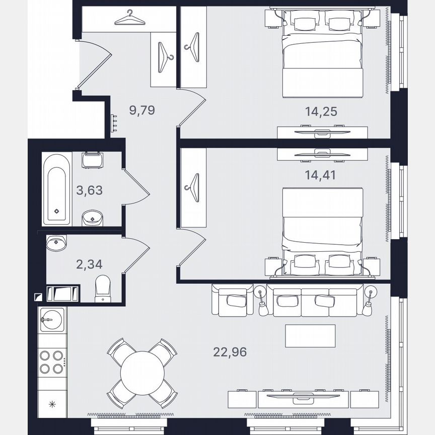 3-к. апартаменты, 67,4 м², 17/24 эт.