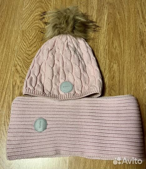 Шапка и шарф reima розовый, на 52 см