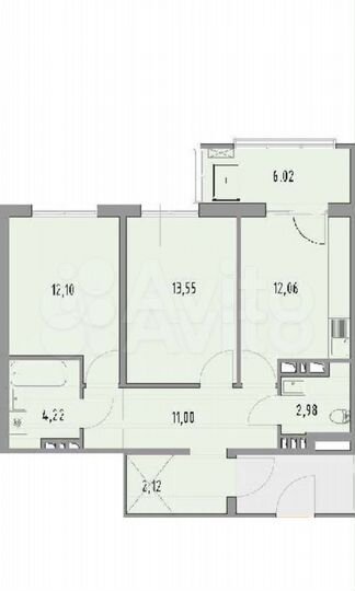 2-к. квартира, 58,5 м², 6/17 эт.
