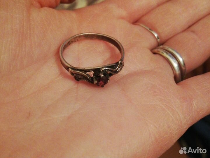 Серебряное кольцо с камнем СССР 875