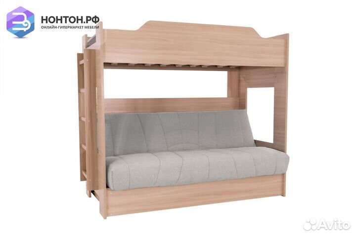 Двухъярусная кровать с диван-кроватью жаккард свет