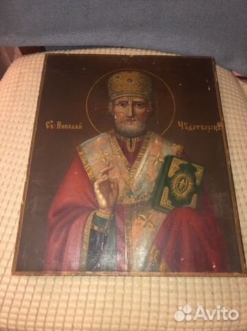 Старинная икона Николай Чудотворец