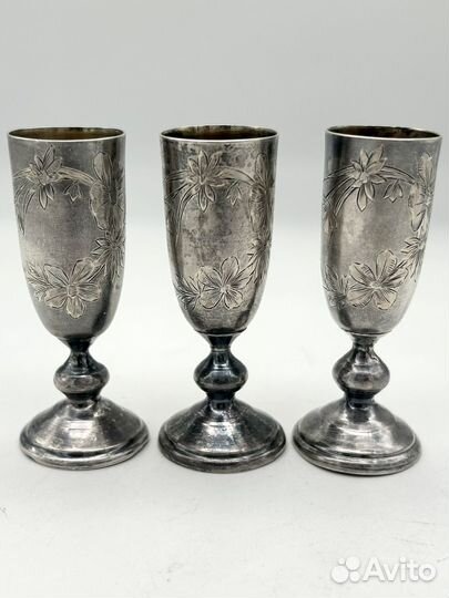 Набор 3 рюмки серебро 84 проба 67,5 гр. 14 мл