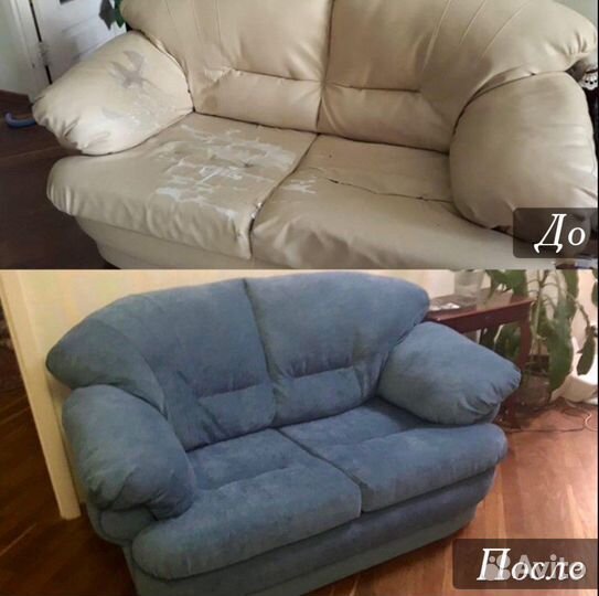 Перетяжка и замена обивки диванов из шеннила