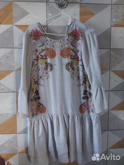 Льняное мини платье zara