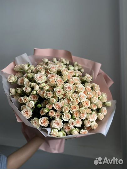 Цветы, кустовые розы, пионовидные, букет роз