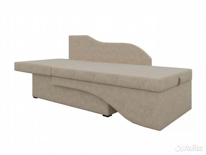 Кушетка Гармония левая, микровельвет, бежевый