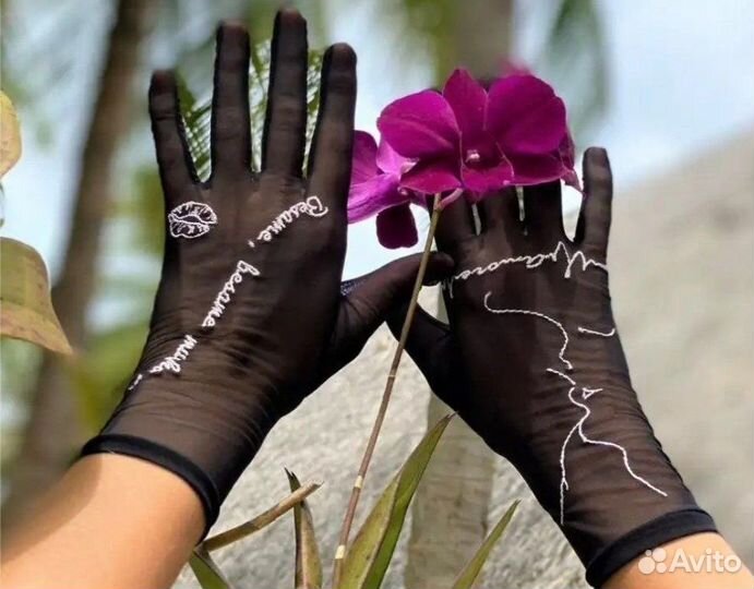 Тату перчатки с вышивкой. Новые