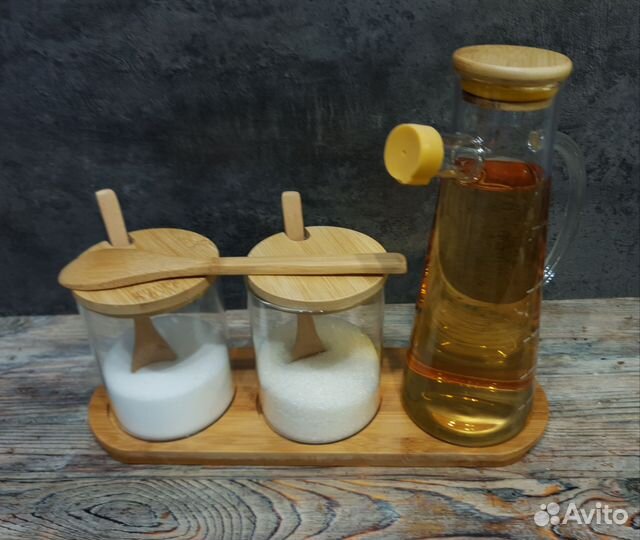 Баночки для соли, сахара и кувшин для масла