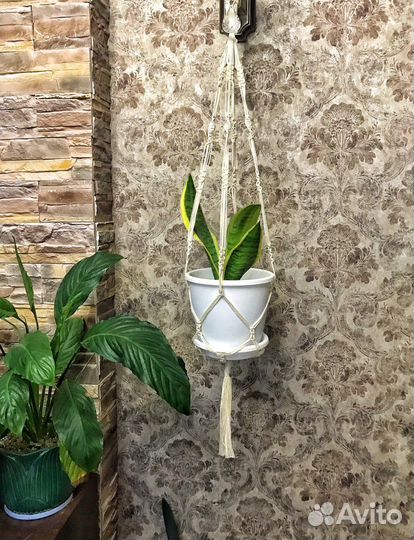 Подвес для кашпо Макраме Вязаный Цветы растения