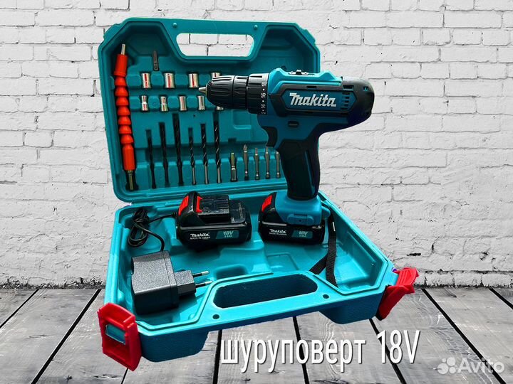 Шуруповерт аккумуляторный makita 18V в кейсе