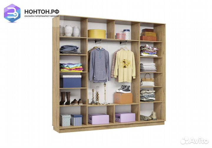 Шкаф-купе трёхдверный Асель с 2 зеркалами бунратти