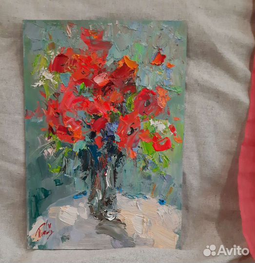 Живопись. Картина маслом Маки. Букет с маками