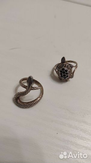Серебряные кольца 925 пробы, Змея и Черепаха