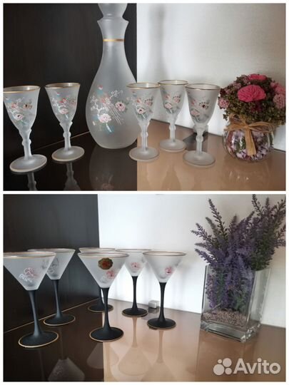 Венецианское стекло, Италия. Фужеры,графин,рюмки