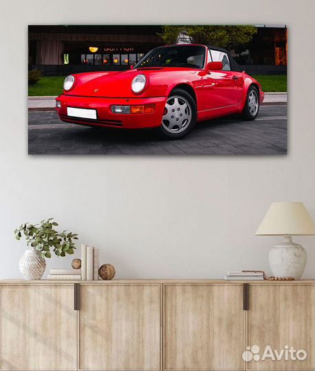 Интерьерная картина Красный Порш Porche 911 964 на