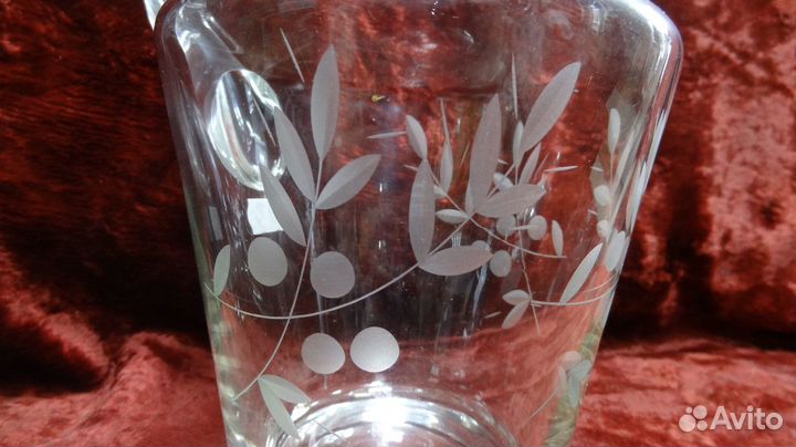 Кувшин с крышкой Стекло Резьба Алмазная грань