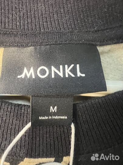 Monki Кофта-свитшот с байкой укороченная черная M