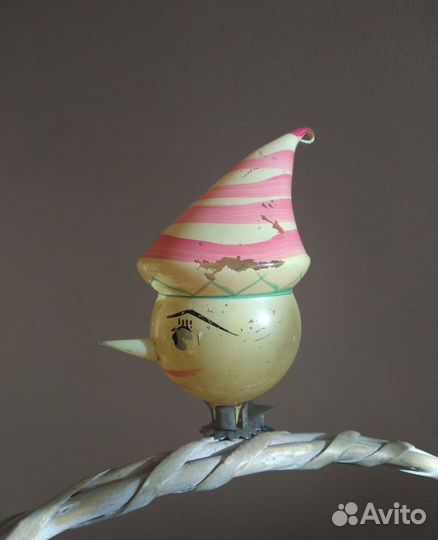 Елочная игрушка СССР Буратино на прищепке 1958 г